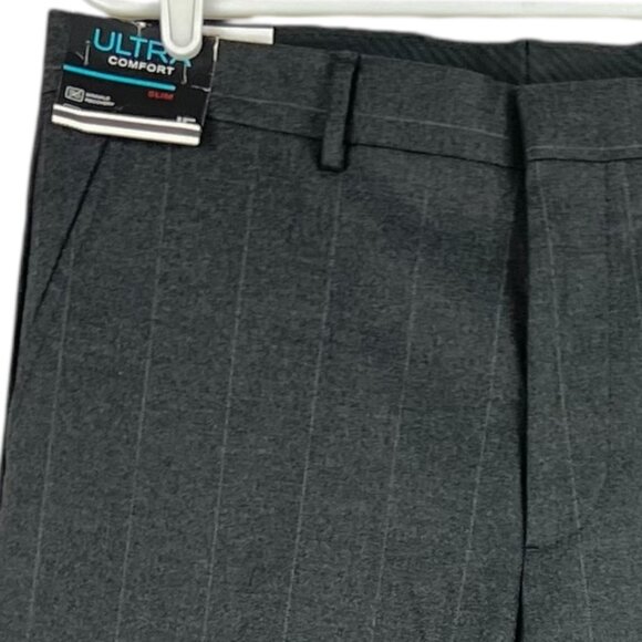 J Ferrar Men's Slim Fit Charcoal Stripe Ultra Comfort Trousers 34x34 NWT $100.00 - Picture 13 of 13